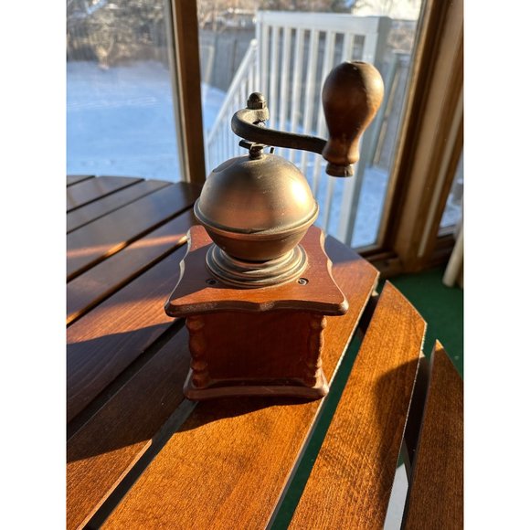 Sold Vintage Wood & Brass Kaffee Coffee Grinder Mill - Picture 6 of 9
